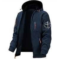 Star Graphic Prints Faith Fashion Daily Casual Men's Hoodie Zip Hoodie Outerwear Vacation Going out Streetwear Hoodies Navy Blue Dark Gray Gray Hooded Pocket Print Spring   Fall Designer Lightinthebox - thumbnail