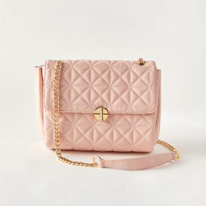 Sasha Quilted Crossbody Bag with Chain Accented Strap