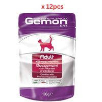 Gemon Cat Wet Food, Pouches Adult With Beef And Vegetables 100gm (Pack of 12)