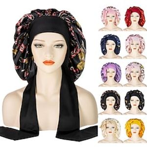 Shower Cap Sleeping Hats Silk Flat Cap Sleep Traceless Bonnet Cap Night Hat Natural Hair Curly Hair Loss Head Cover for Women Girls Lightinthebox