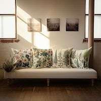 Forest Leaves Double Side Pillow Cover 1PC Soft Decorative Square Cushion Case Pillowcase for Bedroom Livingroom Sofa Couch Chair miniinthebox - thumbnail