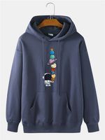 Men Casual Astronaut Planet Print Kangaroo Pocket Long Sleeve Hoodie - thumbnail