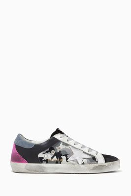 Super-Star Sneakers with Metallic Star in Camouflage Canvas