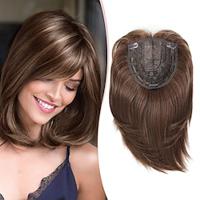 7x7inch Hair Toppers for Women with Large Base Cover for Thining Hair or Hair Loss,Short Hair Toppers for Women with Thinning Hair Synthetic Toppers Hair pieces for women Brown with highlights Lightinthebox