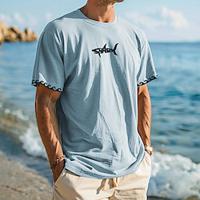 Funny Fish Men's Graphic 100% Cotton T Shirt Casual Shirt Short Sleeve Comfortable Tee Street Summer Fashion Designer Clothing Lightinthebox - thumbnail