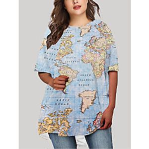 Women's Plus Size Dress T Shirt Dress Tee Dress Short Mini Dress Half Sleeve Graphic Print Basic Fall Spring Summer Blue XL XXL 3XL 4XL 5XL Lightinthebox