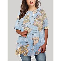Women's Plus Size Dress T Shirt Dress Tee Dress Short Mini Dress Half Sleeve Graphic Print Basic Fall Spring Summer Blue XL XXL 3XL 4XL 5XL Lightinthebox - thumbnail