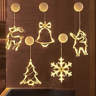 Led Christmas decoration lights snowman Christmas tree bells five-pointed star holiday room window star lights suction cup lights Lightinthebox