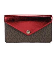 Michael Kors Jet Set Travel Crimson Small Flap Clutch Crossbody Bag (73963)