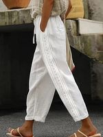 Women Solid Casual Linen Pants