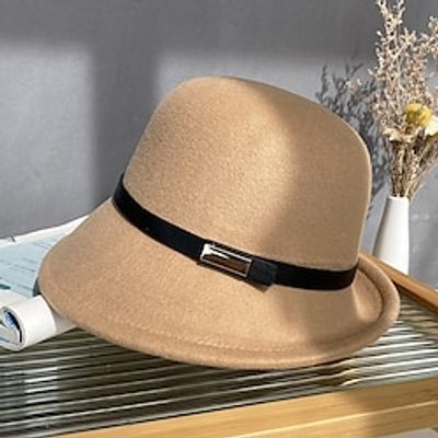 Hats Headwear Polyester Bowler  Cloche Hat Bucket Hat Fedora Hat Casual Holiday Elegant With Pure Color Splicing Headpiece Headwear Lightinthebox