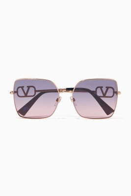Oversized Square Frame Metal Sunglasses