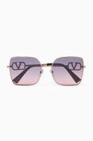 Oversized Square Frame Metal Sunglasses - thumbnail