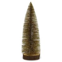 Christmas Tree On Wooden Base, Gold (Assorted)