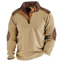 Men's Sweatshirt Khaki Standing Collar Plain Color Block Sports  Outdoor Daily Holiday Streetwear Basic Casual Spring   Fall Clothing Apparel Hoodies Sweatshirts  miniinthebox