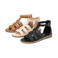 Women's Sandals Gladiator Sandals Roman Sandals Fisherman Sandals Daily Vacation Flat Heel Open Toe Elegant PU Loafer Ankle Strap Black White Brown Lightinthebox