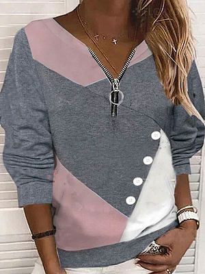 Patchwork Loose Casual Sweatshirt