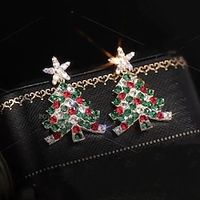 Women's Stud Earrings Drop Earrings Hoop Earrings Retro Christmas Tree Vintage Cute Stylish Luxury Elegant Earrings Jewelry Green For Party Christmas Daily Holiday Festival 1 Pair Lightinthebox - thumbnail