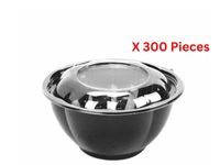 Hotpack Black Base Round Salad Bowl 24 Oz Base With Lid 300 Pieces