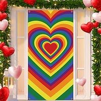 Rainbow Heart Door Covers Mural Decor Door Tapestry Door Curtain Decoration Backdrop Door Banner Removable for Front Door Indoor Outdoor Home Room Decoration Farmhouse Decor Supplies Lightinthebox - thumbnail