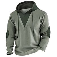Men's Hoodie Tactical Green Hooded Plain Patchwork Sports  Outdoor Daily Holiday Streetwear Cool Casual Spring   Fall Clothing Apparel Hoodies Sweatshirts  miniinthebox - thumbnail
