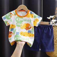 Children's Short Sleeved T-Shirt Set, Pure Cotton, Boys And Girls Summer Clothing, Lightinthebox