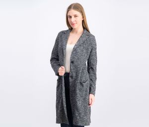 Womens Front Pocket Long Cardigan  Black/White Heather