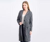 Womens Front Pocket Long Cardigan  Black/White Heather - thumbnail