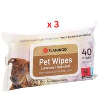 Flamingo Lavender Cat & Dog Pet Wipes 40pcs (Pack of 3)