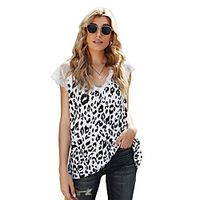 Women's Vest Floral Striped Leopard Lace Trims V Neck Basic Streetwear Tops White Blue Black Lightinthebox - thumbnail