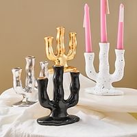 Nordic Creative Three Head Resin Candlestick Decoration Home Dining Table Candlestick Birthday Party Romantic Wedding Candlelight Dinner Props Candlestick 1PC miniinthebox - thumbnail