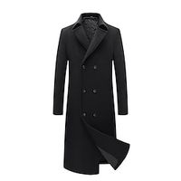 Men's Winter Coat Wool Coat Peacoat Street Business Winter Fall Woolen Thermal Warm Breathable Outerwear Clothing Apparel Casual Solid Color Pocket Turndown Double Breasted miniinthebox - thumbnail