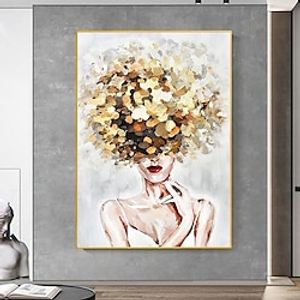 Abstract Women Head With Flowers Canvas Painting Modern Figure Handpainted Wall Art Picture for Living Room Home Decor No Frame Lightinthebox