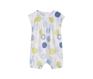 Baby Girls Geometric Dot-Print Cotton Romper  Lime Twist