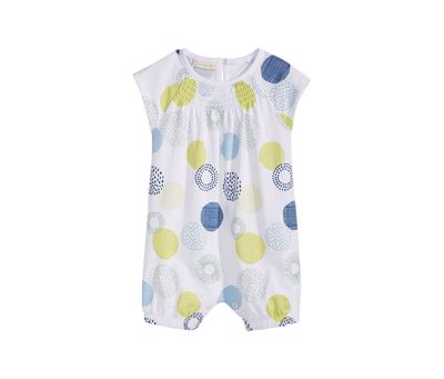 Baby Girls Geometric Dot-Print Cotton Romper  Lime Twist