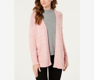 Open-Front Pointelle-Knit Cardigan  Hibiscus