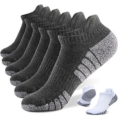 Men's 6 Pairs Socks Ankle Socks Running Socks Hiking Socks Black and Dark Gray White and light gray Color Cotton Color Block Casual Daily Sports Warm Spring, Fall, Winter, Summer Fashion Comfort miniinthebox