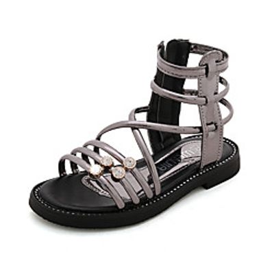 Girls' Sandals Dress Shoes Princess Shoes Rubber Little Kids(4-7ys) Big Kids(7years ) Flower Event  Party Daily Beading Pink Gold Gray Summer Lightinthebox