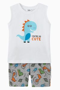 Dani Dinosaur Print T-shirt & Shorts in Cotton Jersey