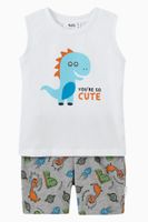 Dani Dinosaur Print T-shirt & Shorts in Cotton Jersey - thumbnail