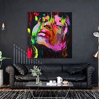 Handmade Oil Painting Canvas Wall Art Decoration Hand Painted Abstract Knife Drawing Face for Home Decor Rolled Frameless Unstretched Painting Lightinthebox