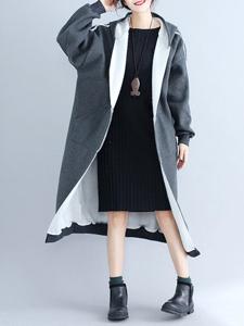 Women Printed Hooded Thick Long Coat