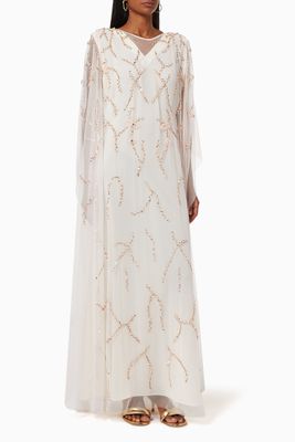 Floral Embroidered Kaftan in Tulle Floral Embroidered Kaftan in Tulle