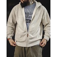 Men's Hoodie Full Zip Hoodie Hoodie Jacket Sweat Jacket Light Grey Hooded Plain Pocket Sports  Outdoor Daily Holiday Streetwear Cool Casual Fall  Winter Clothing Apparel Hoodies Sweatshirts  miniinthebox - thumbnail