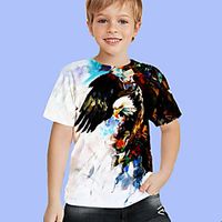 Kids Boys' T shirt Short Sleeve Blue White Purple 3D Print Animal Daily Indoor Outdoor Active Fashion Daily Sports 3-12 Years Lightinthebox - thumbnail