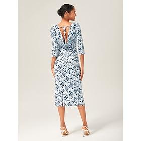 Stretch Letter Print Backless Midi Dress