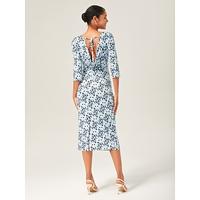 Stretch Letter Print Backless Wrap Midi Dress