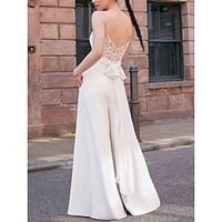 Casual Wedding Dresses Jumpsuits Camisole Sleeveless Floor Length Chiffon Bridal Gowns With Bow(s) Pleats 2023 Lightinthebox - thumbnail