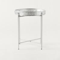 Metallic Accent Table with Mirror - 42x42x47 cms