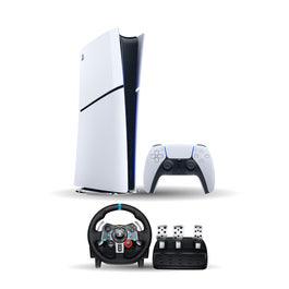 PS5 Slim Console (Digital) Bundle with Logitech G29 Wheel - Vertical Stand Sold Separately (CFI2016B01-RB)